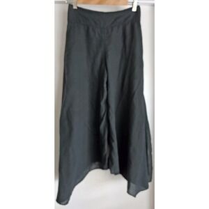 Cotton Flower Cropped Pants 26in Waist Black Cotton Handmade in Thailand Flowy